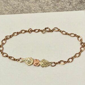 Genuine Black Hills Gold bracelet - tri-tone rose and leaves